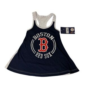 MLB Boston Red Sox Racerback Tank Top Navy Pinstripe New Girls XS 4/5